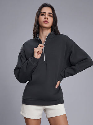 womens #darkgrey Fleece Lined Quarter Zip Pullover