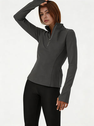 womens #darkgrey Half Zip Quick Dry Pullover