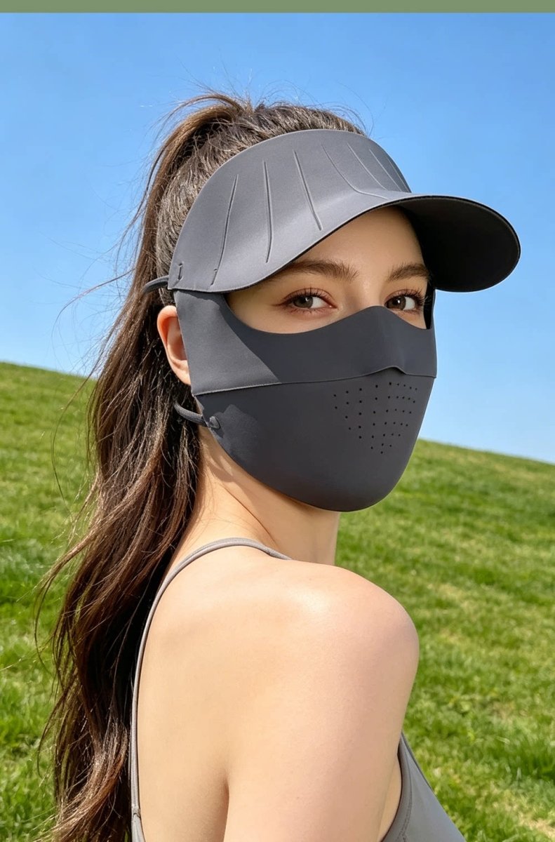 womens #darkgrey UV Wide Brim Face Mask UPF50