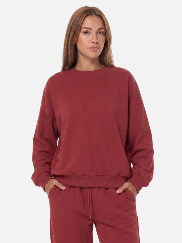 womens #darkred Relaxed Fit Crewneck Sweatshirt