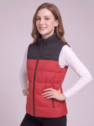 women's dual heating zones gilet in #red