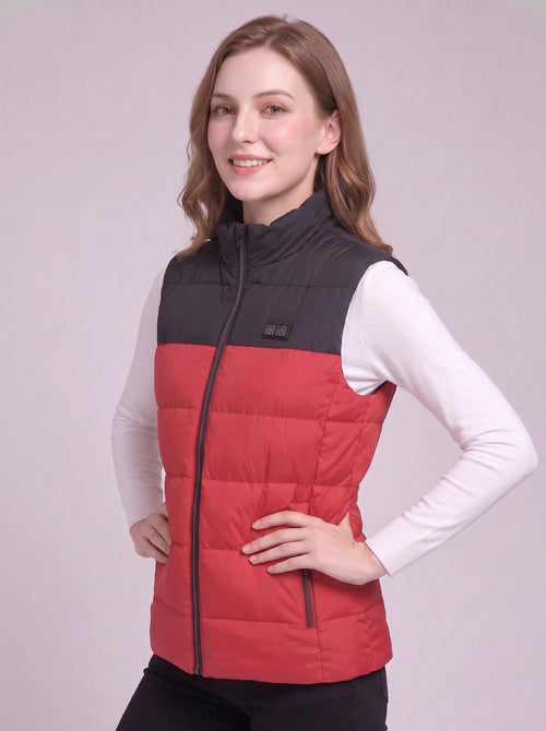 women's dual heating zones gilet in #red