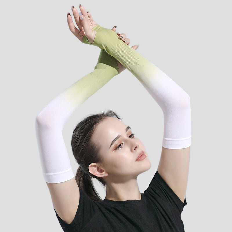 women's green Ombre UPF 50+ Arm Sleeves