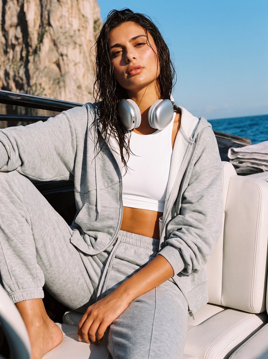 womens #grey Causal Full Zip Hoodie