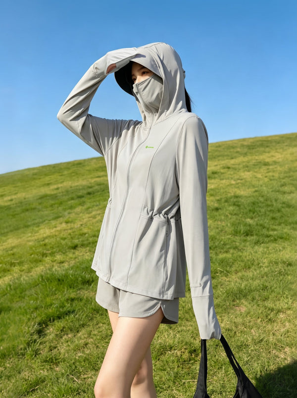 womens #grey Finger Sleeve UV Protection Jacket