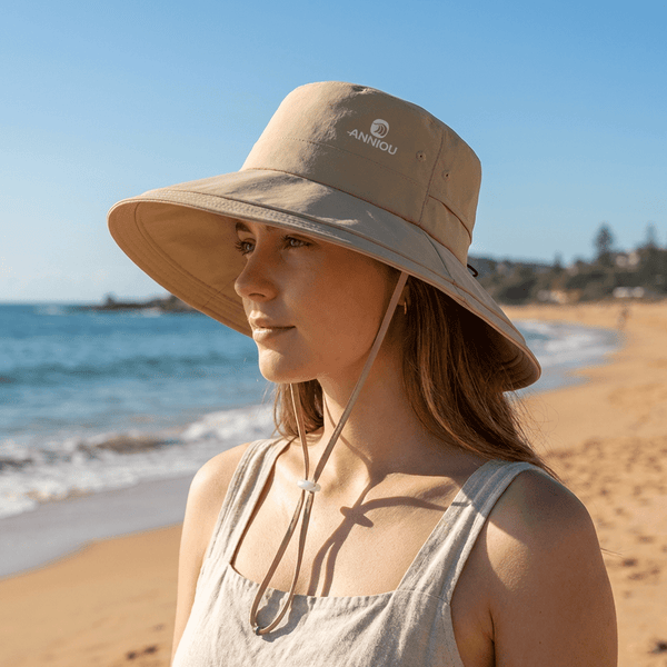 womens #khaki Wide Brim Sun Hat UPF50+