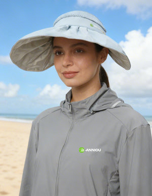 womens #lightblue UPF50 Wide Brim Sun Visor Hats