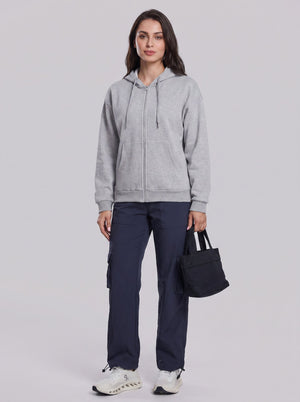 womens #lightgrey Fleece Lined Full Zip Hoodie