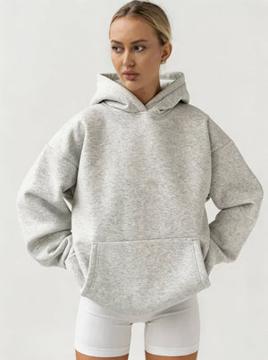 womens #lightgrey Oversized Pullover Hoodie