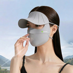 womens #lightgrey UV Wide Brim Face Mask UPF50