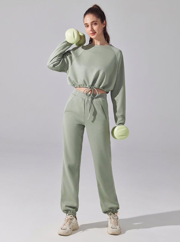 womens #matchagreen Cropped Drawstring Sweat Set