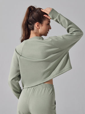 womens #matchagreen Cropped Drawstring sweatshirt