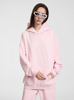 womens #pink Heavyweight Plain French Terry Hoodie