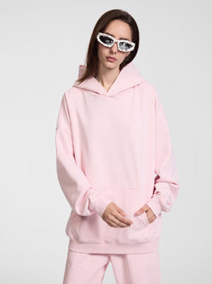 womens #pink Heavyweight Plain French Terry Hoodie