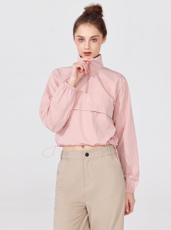 womens #pink Windproof Track Pullover