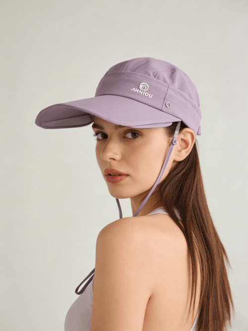womens #purple Sun Hat with Face Protection UPF50