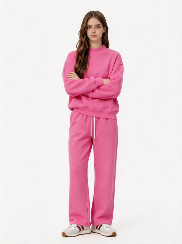 womens #rosered Mock Neck Drop Shoulder Sweatshirt