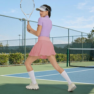 womens upf50 quick dry #pink pleated tennis skirt