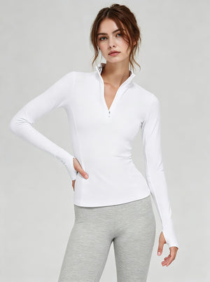 womens #white Half Zip Quick Dry Pullover