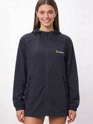 womens #navy UV Protection Jacket with air vents to the necklin, Anniou logo and a zip up front