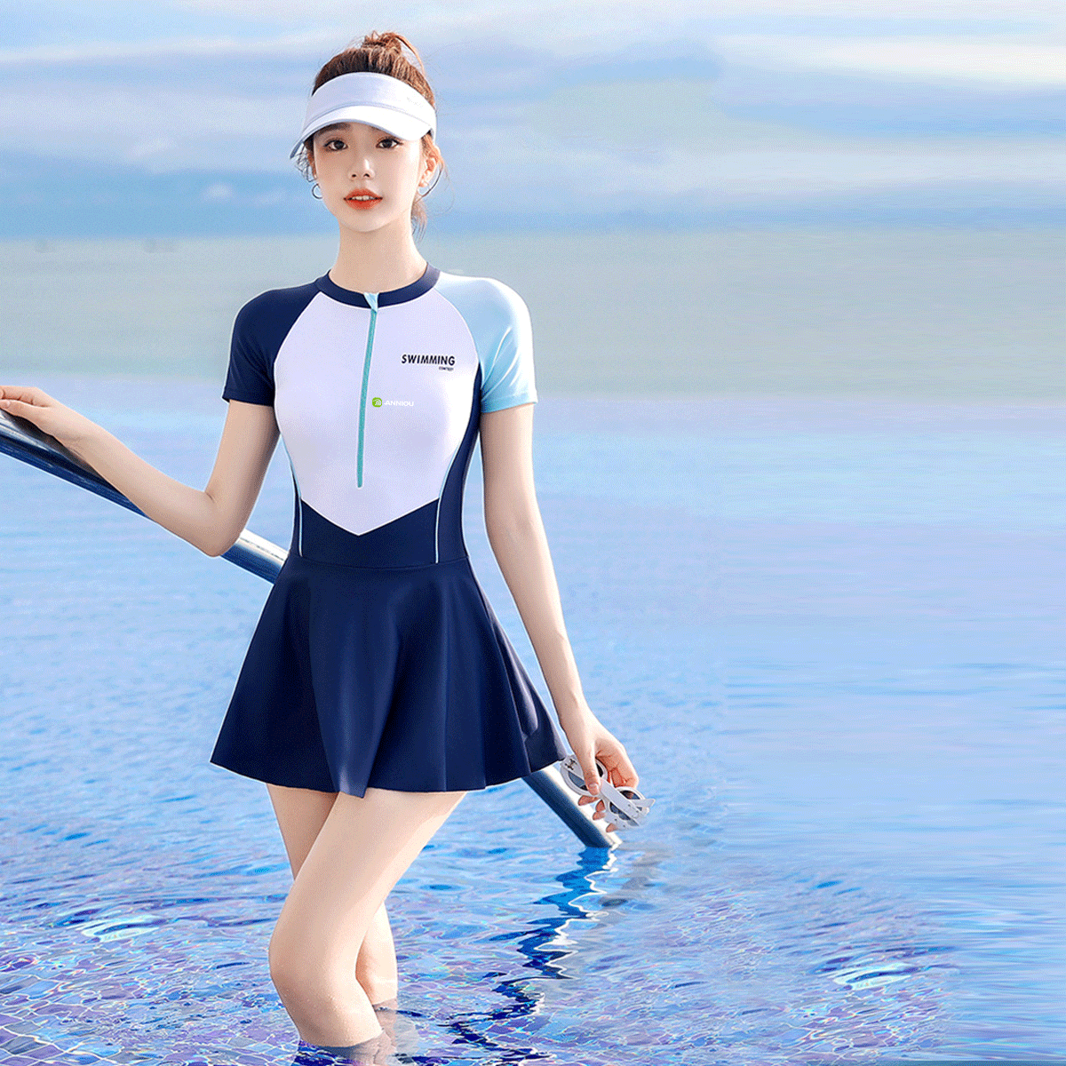 Women's Color - block Swimdress - Sidiou Group