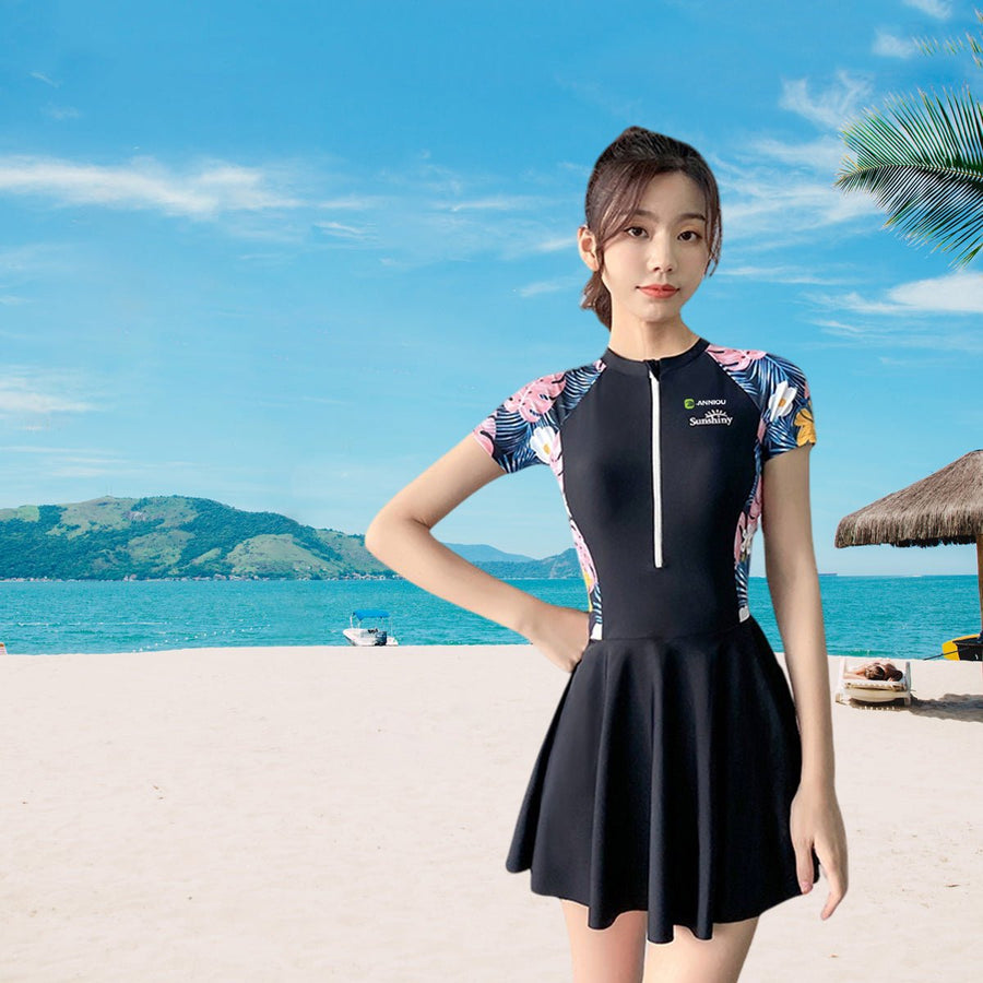 Women's Fashion One - piece Zipper Printed Swimsuit - Sidiou Group
