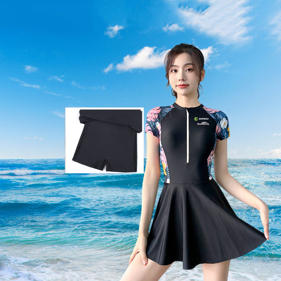 Women's Fashion One - piece Zipper Printed Swimsuit - Sidiou Group