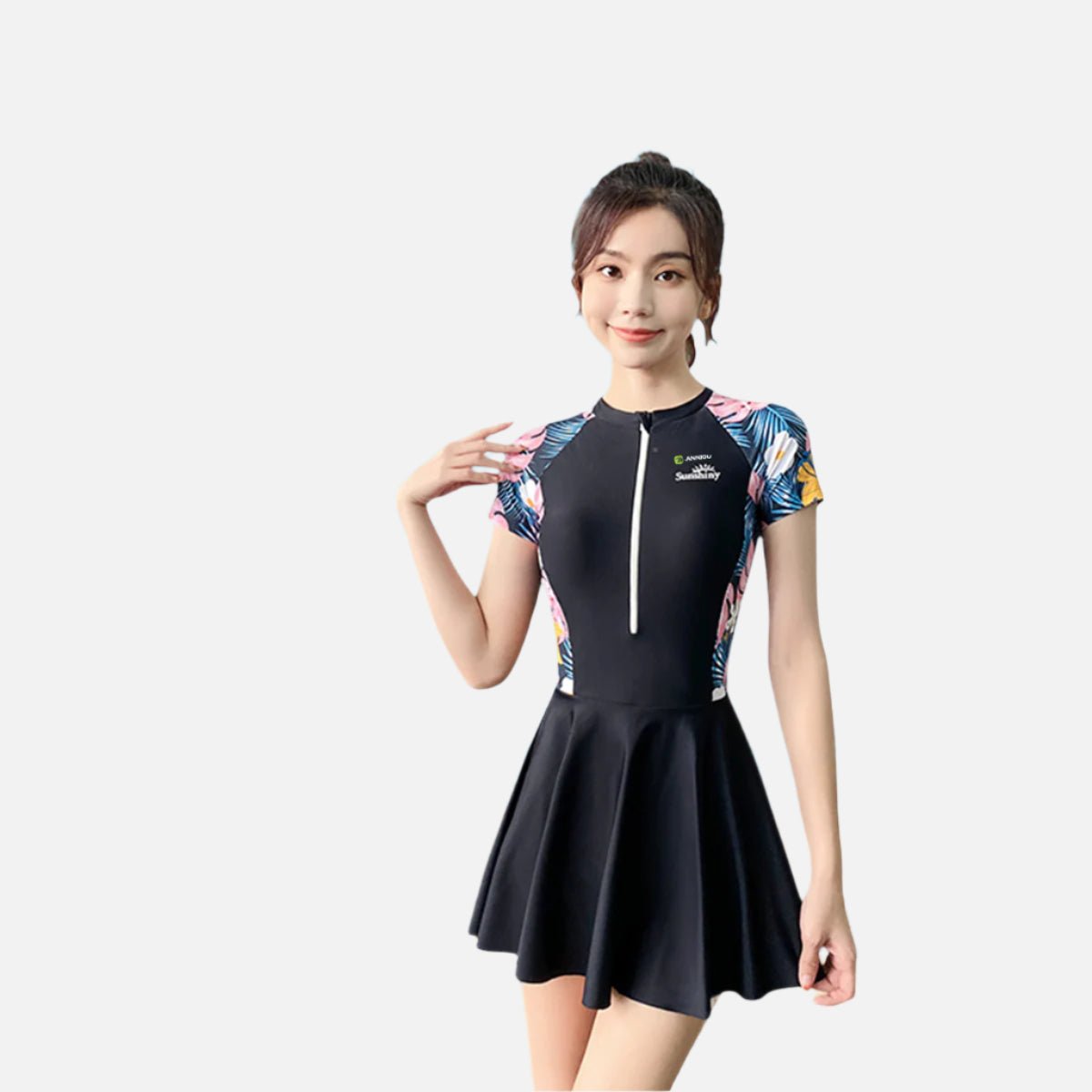 Women's Fashion One - piece Zipper Printed Swimsuit - Sidiou Group