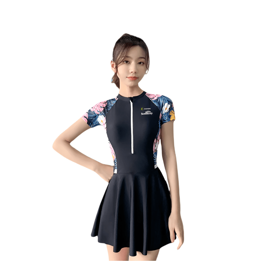 Women's Fashion One - piece Zipper Printed Swimsuit - Sidiou Group