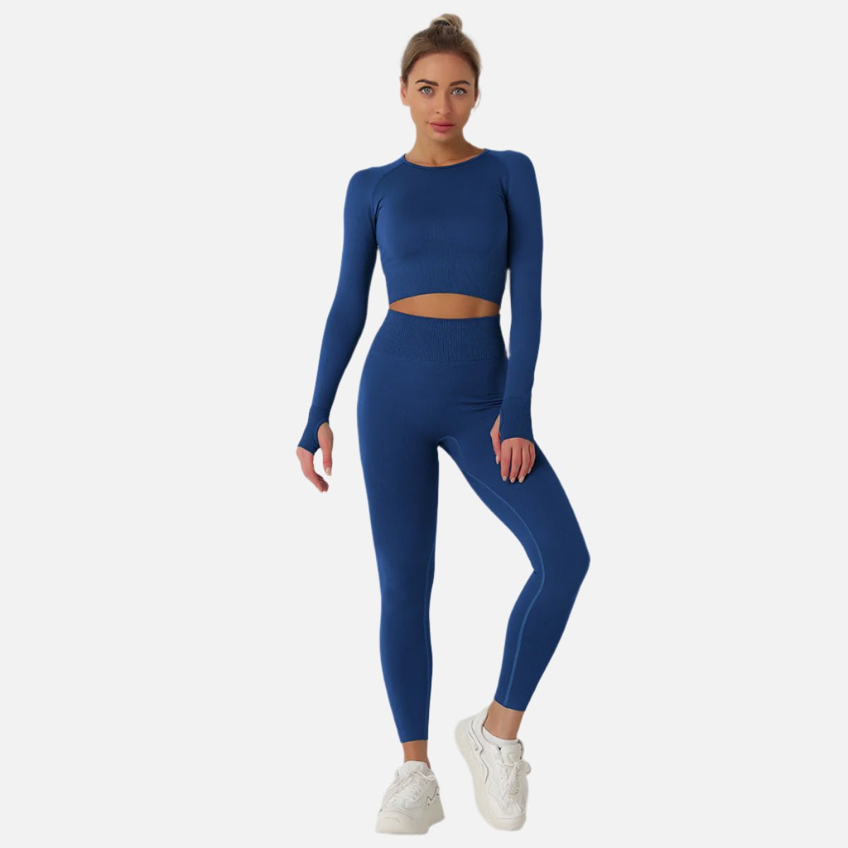 Women's Long Sleeve Crop Top & High Waist Leggings Yoga Set - Sidiou Group