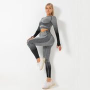Women's Ombre Long Sleeve High Waisted Yoga Set - Sidiou Group