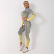 Women's Ombre Long Sleeve High Waisted Yoga Set - Sidiou Group