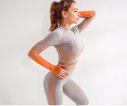 Women's Ombre Long Sleeve High Waisted Yoga Set - Sidiou Group