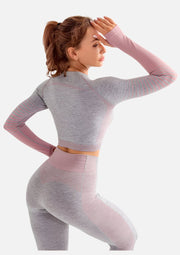 Women's Ombre Long Sleeve High Waisted Yoga Set - Sidiou Group