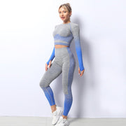 Women's Ombre Long Sleeve High Waisted Yoga Set - Sidiou Group