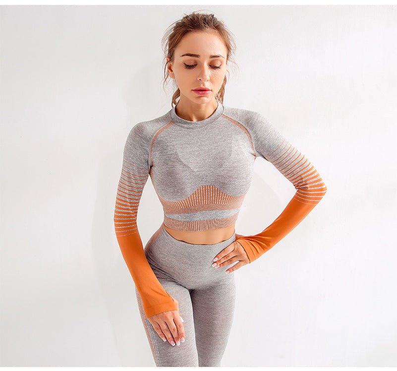 Women's Ombre Long Sleeve High Waisted Yoga Set - Sidiou Group