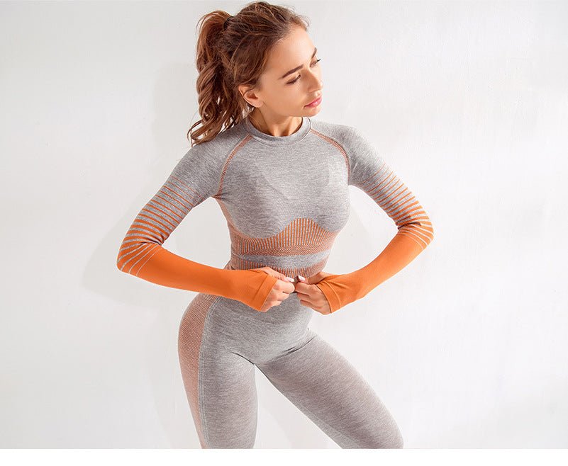 Women's Ombre Long Sleeve High Waisted Yoga Set - Sidiou Group