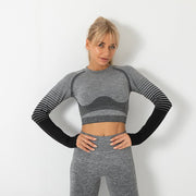 Women's Ombre Long Sleeve High Waisted Yoga Set - Sidiou Group