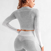 Women's Ombre Long Sleeve High Waisted Yoga Set - Sidiou Group