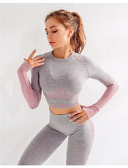 Women's Ombre Long Sleeve High Waisted Yoga Set - Sidiou Group
