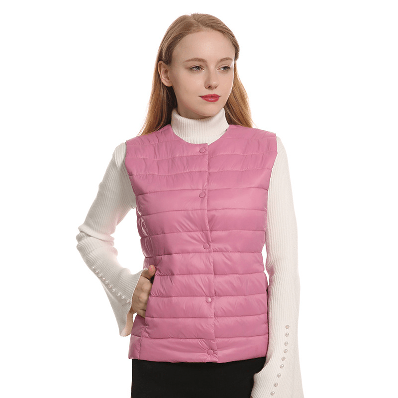 Women's Pink Button Heated Vest - Sidiou Group