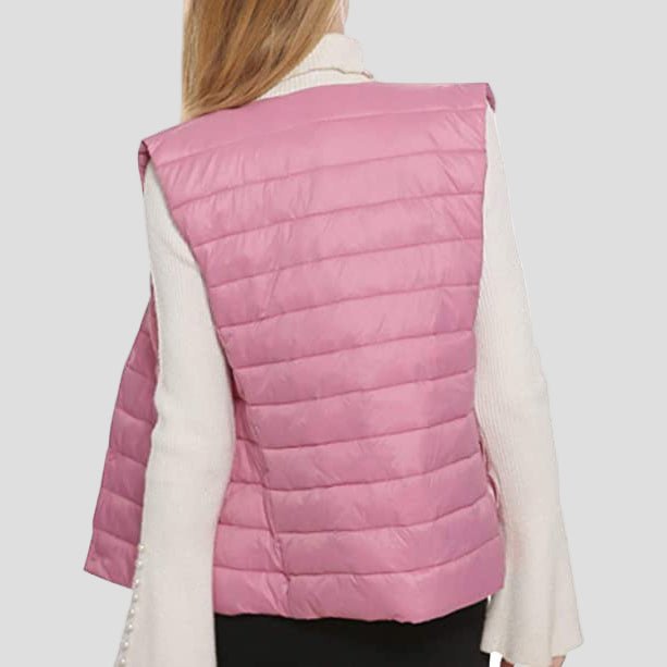 Women's Pink Button Heated Vest anniou back
