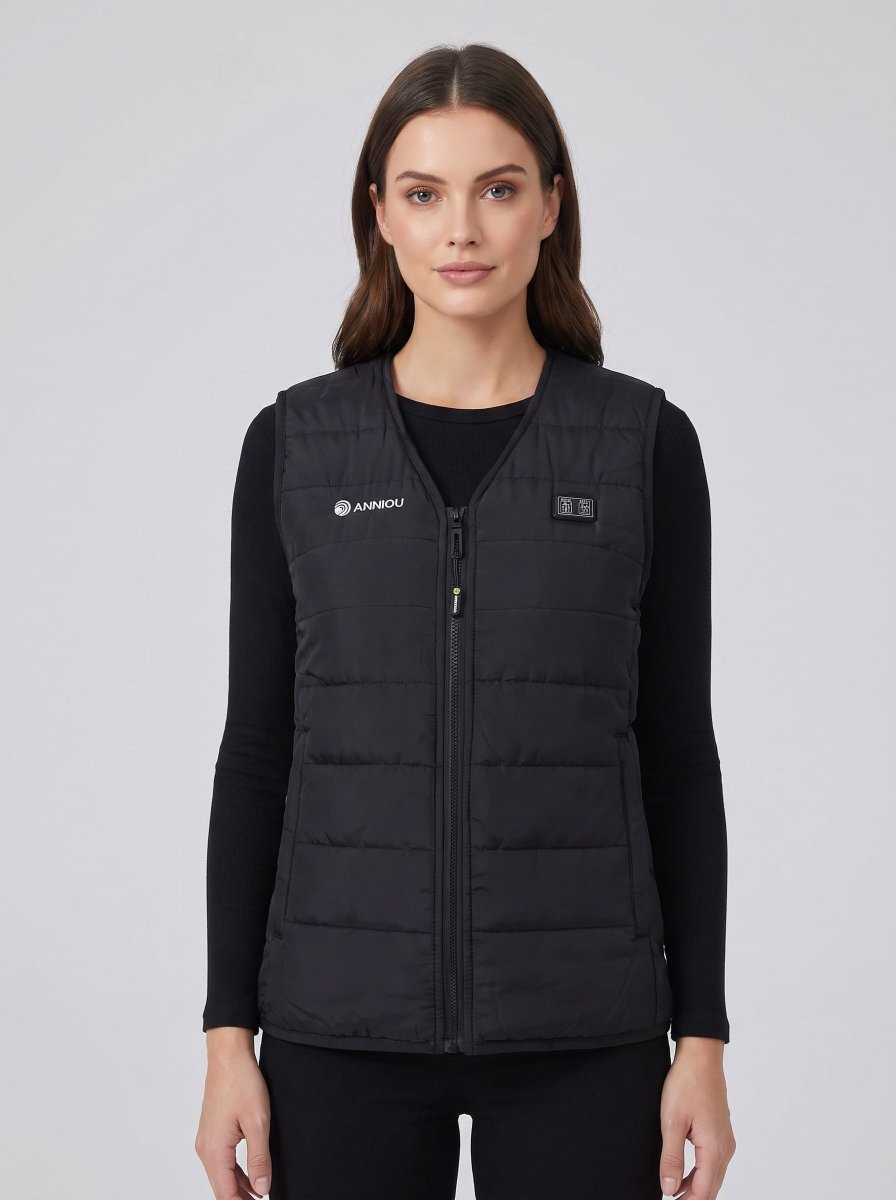 Women's black V Neck Heated Gilet