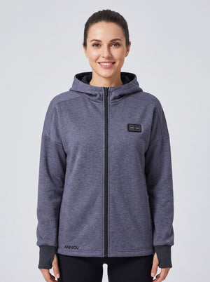 womens Full-Zip Heated Hoodie in Gray