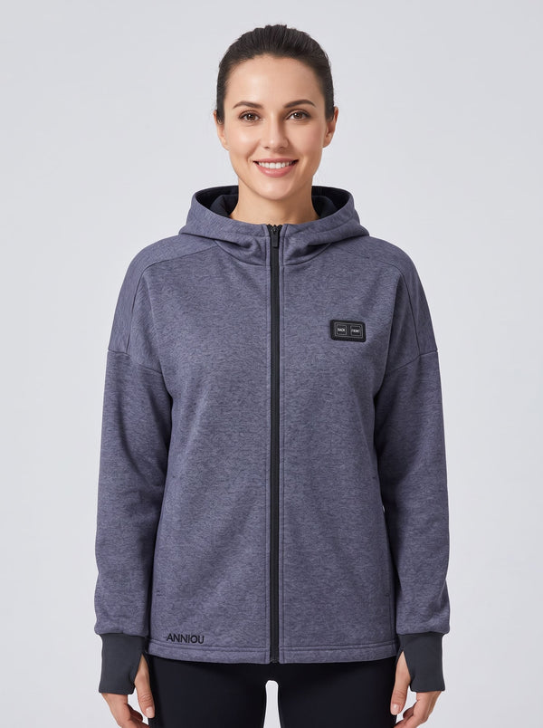 womens Full-Zip Heated Hoodie in Gray
