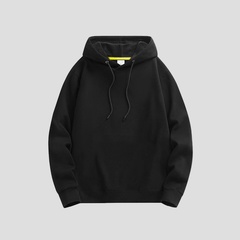 womens black hooded pullstring sweatshirt