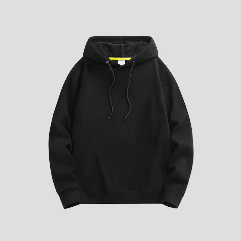 womens black hooded pullstring sweatshirt