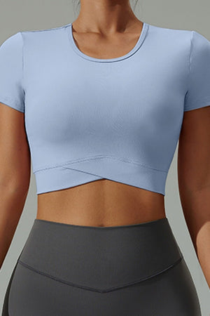 womens #greyblue yoga crop top 