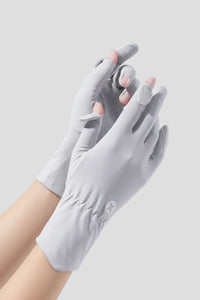 womens light gray sun protection gloves