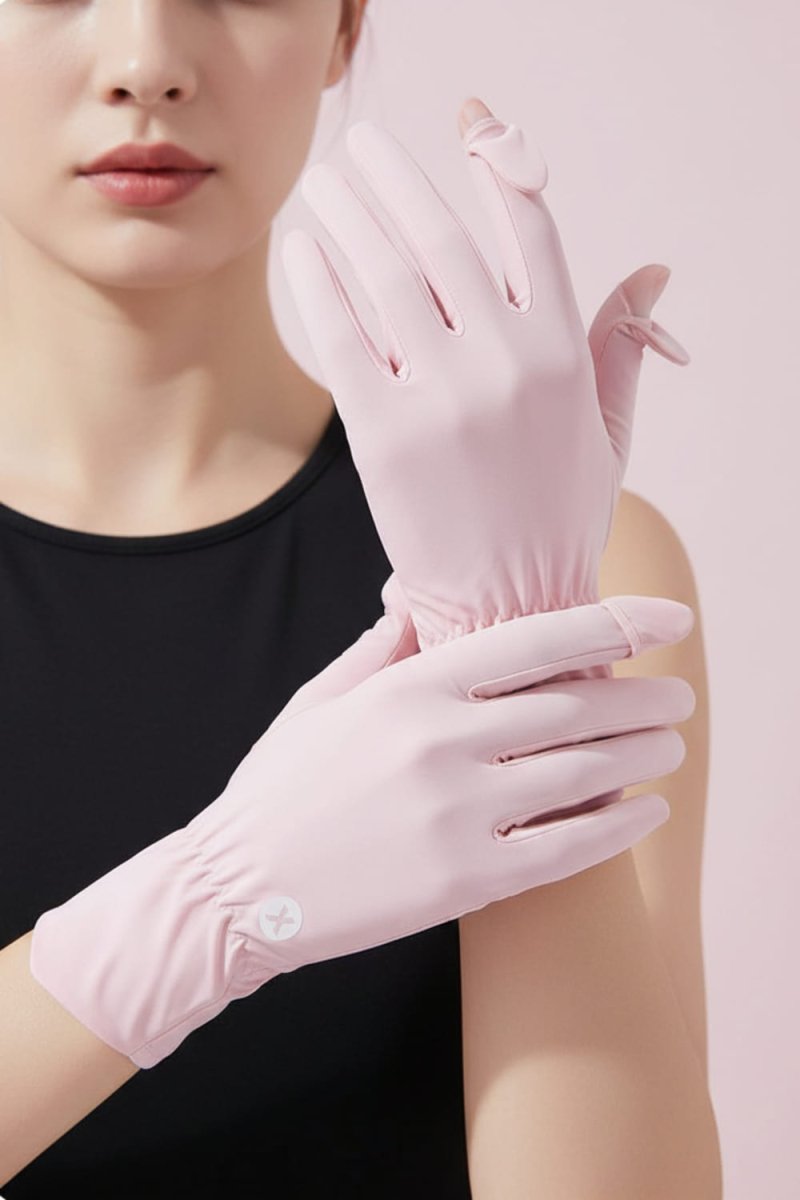 womens light pink sun protection gloves